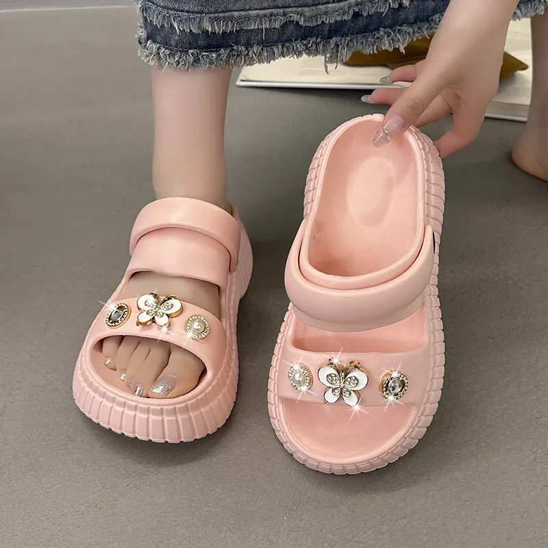 QIUTEXIONG EVA Rhinestone Slip Resistant Abrasion Resistant Slide Slippers Women's-16