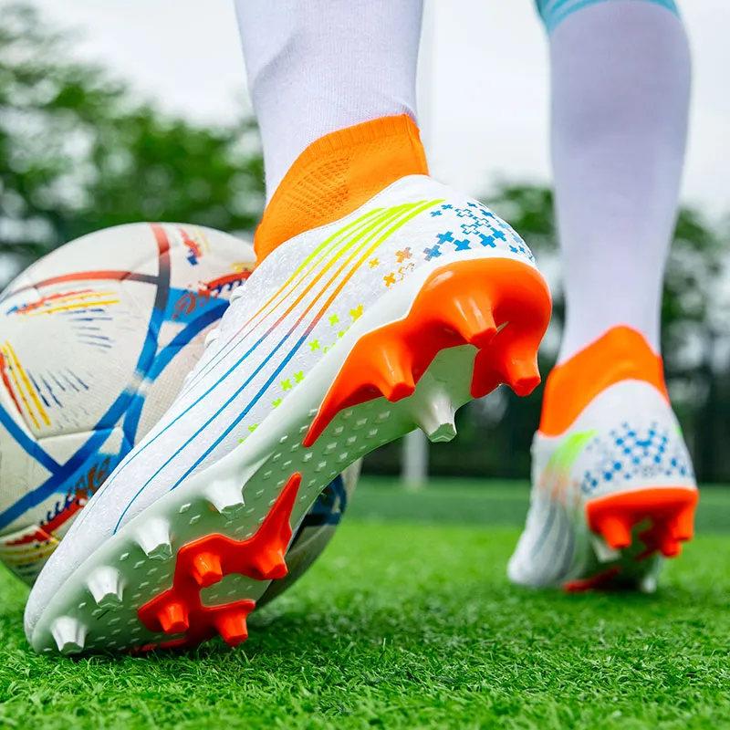 QIUTEXIONG FG Rubber Long Studs TF Rubber Broken Studs Slip Resistant Soccer Shoes Unisex-26