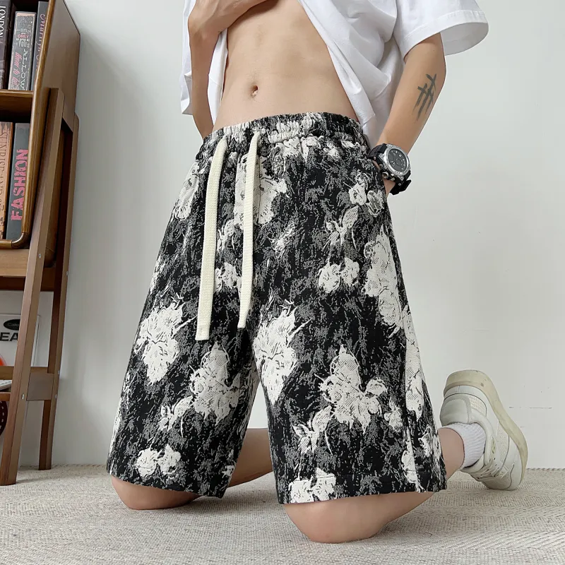 IGOI Denim Shorts Unisex Black Floral-4