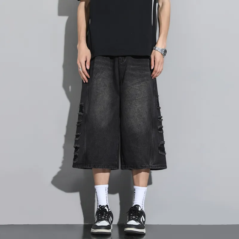 IGOI Denim Shorts Unisex Black Gray-2