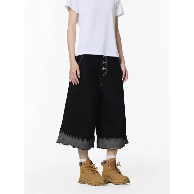 KOKO BASE Denim Shorts Unisex Black-2