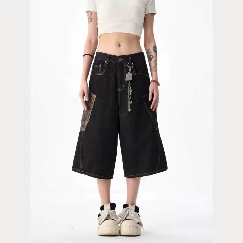 KOKO BASE Denim Shorts Unisex Black-3