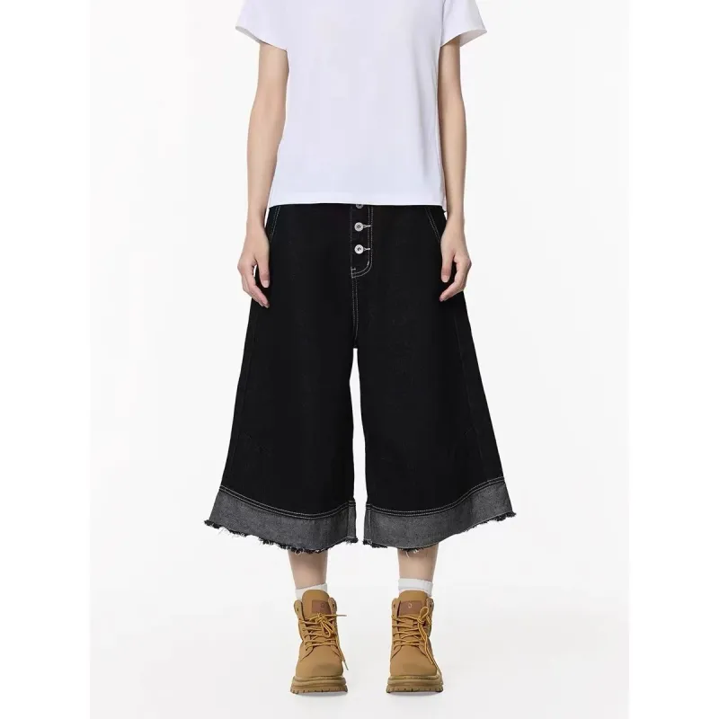 KOKO BASE Denim Shorts Unisex Black-3