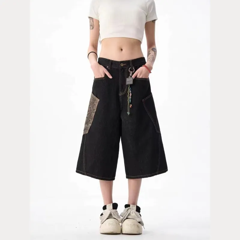 KOKO BASE Denim Shorts Unisex Black-1