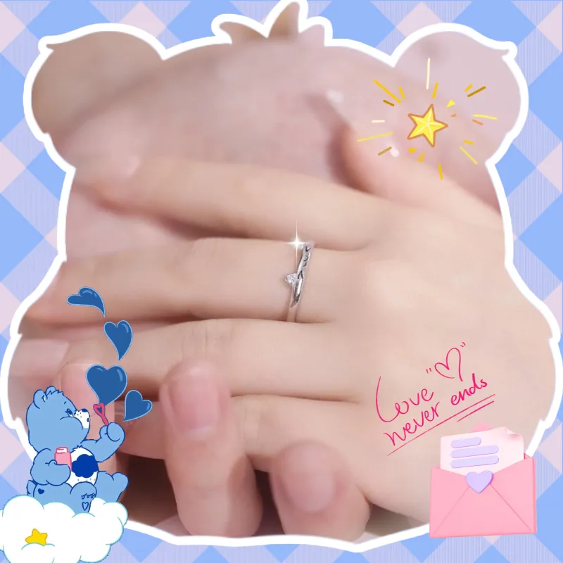 CAREBEARS S999 Fine Silver/S925 Silver Rings Unisex-8