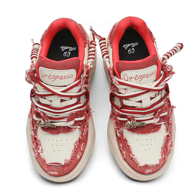 Hip Speed Low Top Skateboard Shoes Unisex Red-6