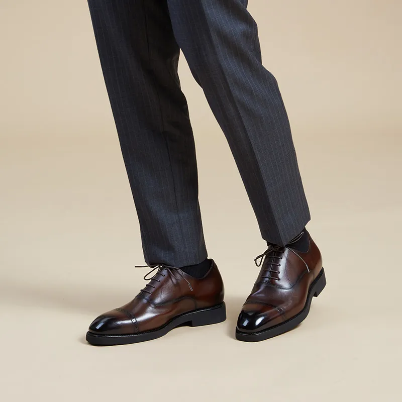 Zuti British Business Calfskin Oxford Shoes Dress Shoes Men's Dark Brown Matte-6