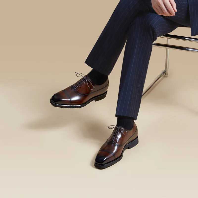 Zuti Business British Calfskin Oxford Shoes Dress Shoes Men's Dark Brown Matte-5