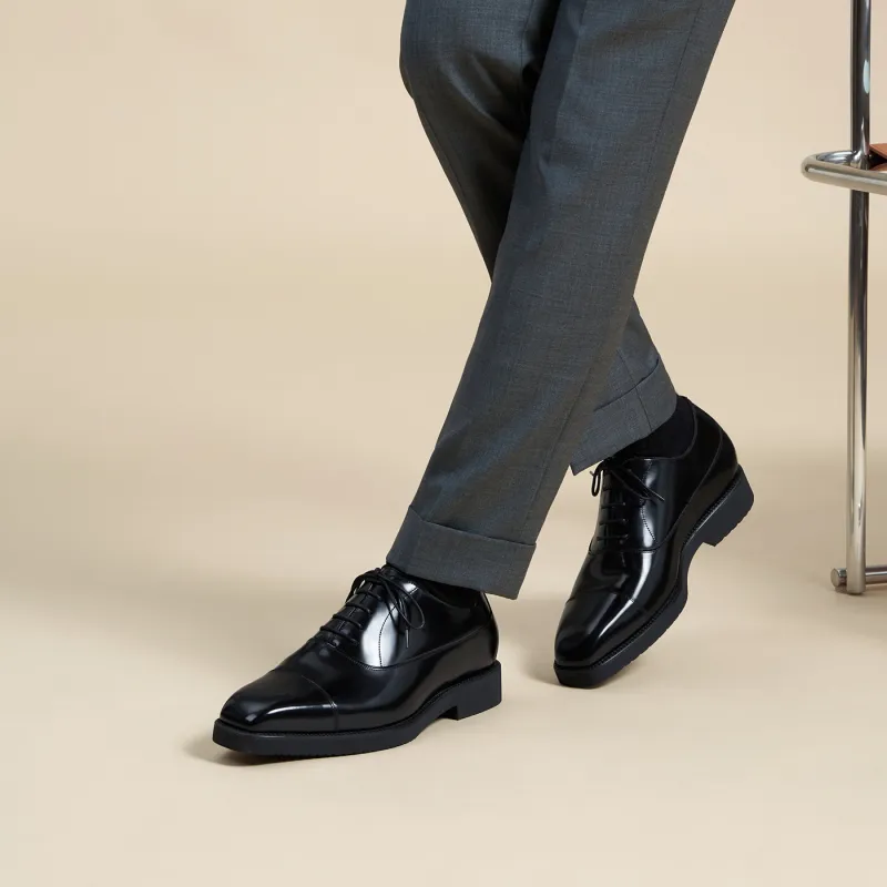 Zuti British Business Shiny Oxford Shoes Casual Shoes Men's Black-5