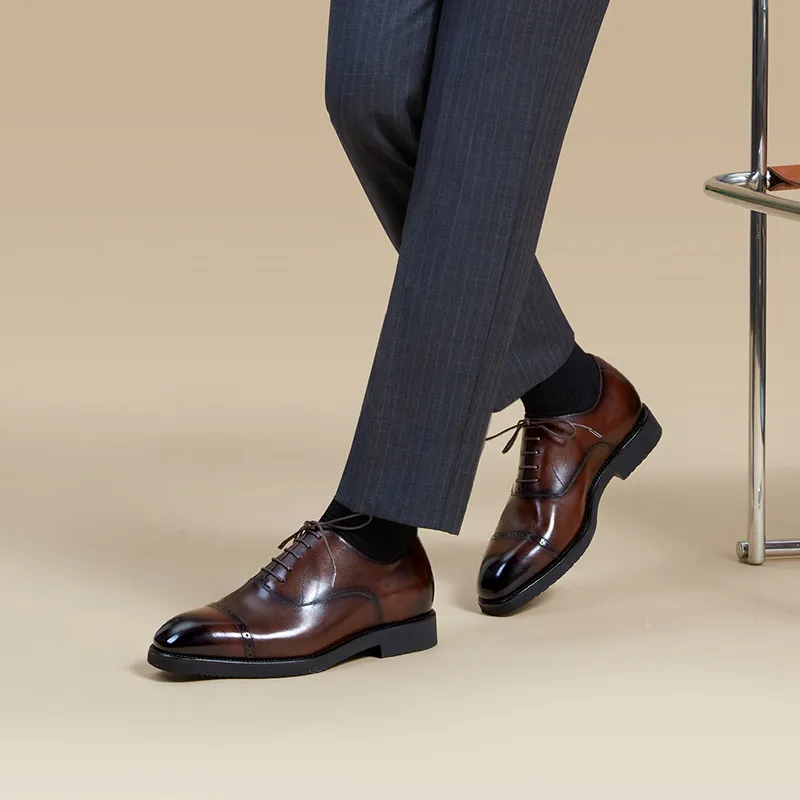 Zuti British Business Calfskin Oxford Shoes Dress Shoes Men's Dark Brown Matte-5