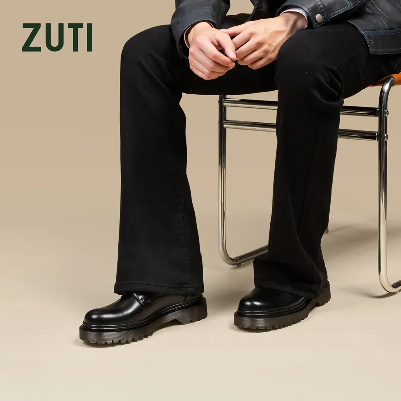 Zuti Cleanfit Shiny Big Head Derby Shoes Casual Shoes Men's Black-5