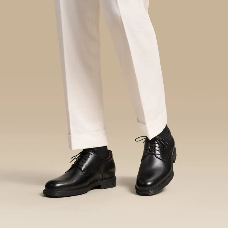 Zuti British Business Formal Versatile Derby Shoes Casual Shoes 6.5cm Men's Black-5