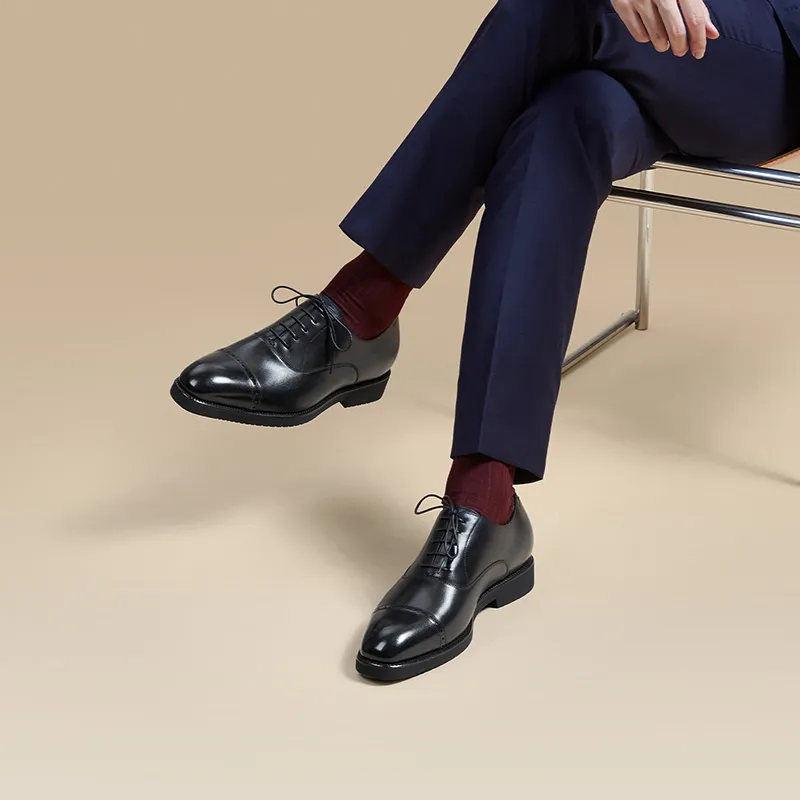 Zuti British Style Brogues Oxford Shoes Casual Shoes Men's Black-7