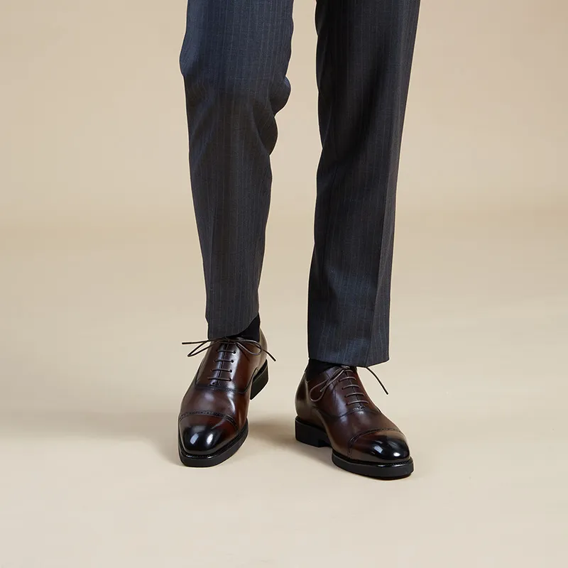 Zuti British Business Calfskin Oxford Shoes Dress Shoes Men's Dark Brown Matte-7