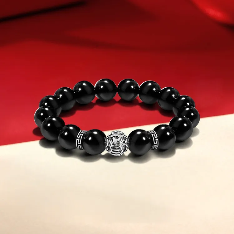 TIG Obsidian Jade And Pink Quartz Bracelet Unisex-2