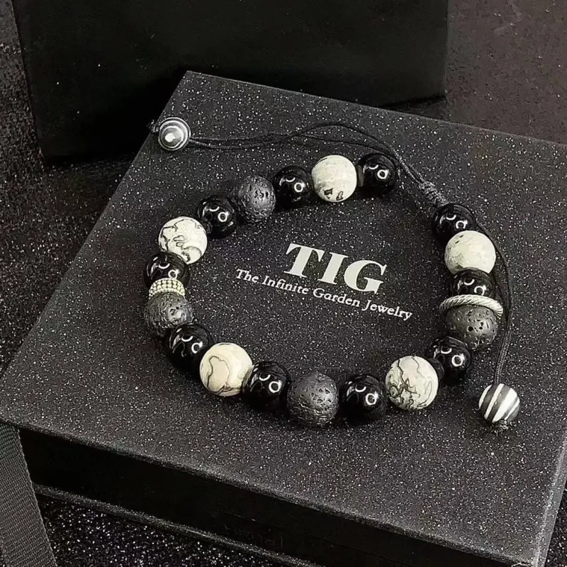 TIG Natural Obsidian Bracelets Unisex-2