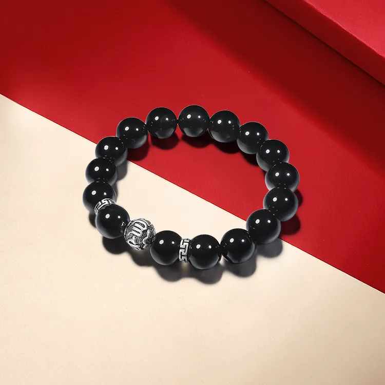TIG Obsidian Jade And Pink Quartz Bracelet Unisex-4