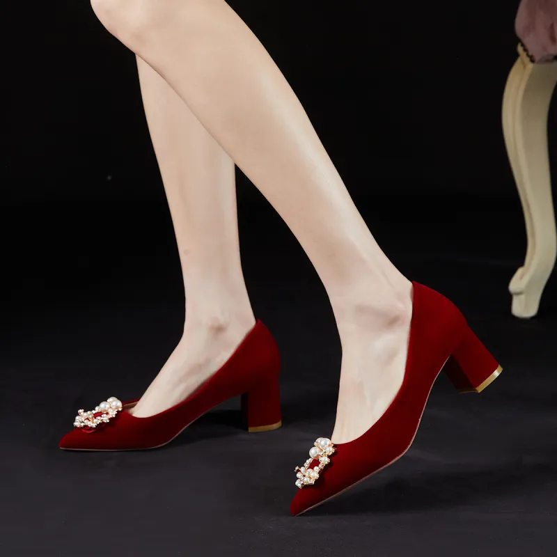 SANTA BARBARA POLO & RACQUET CLUB Chunky Heel High Heels 3cm Women's Red-6