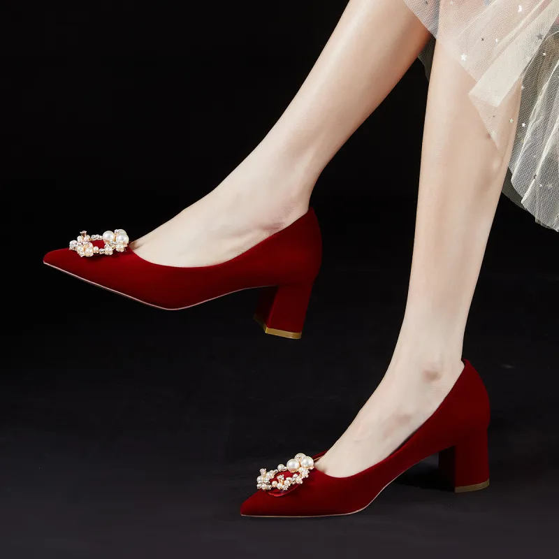 SANTA BARBARA POLO & RACQUET CLUB Chunky Heel High Heels 3cm Women's Red-15