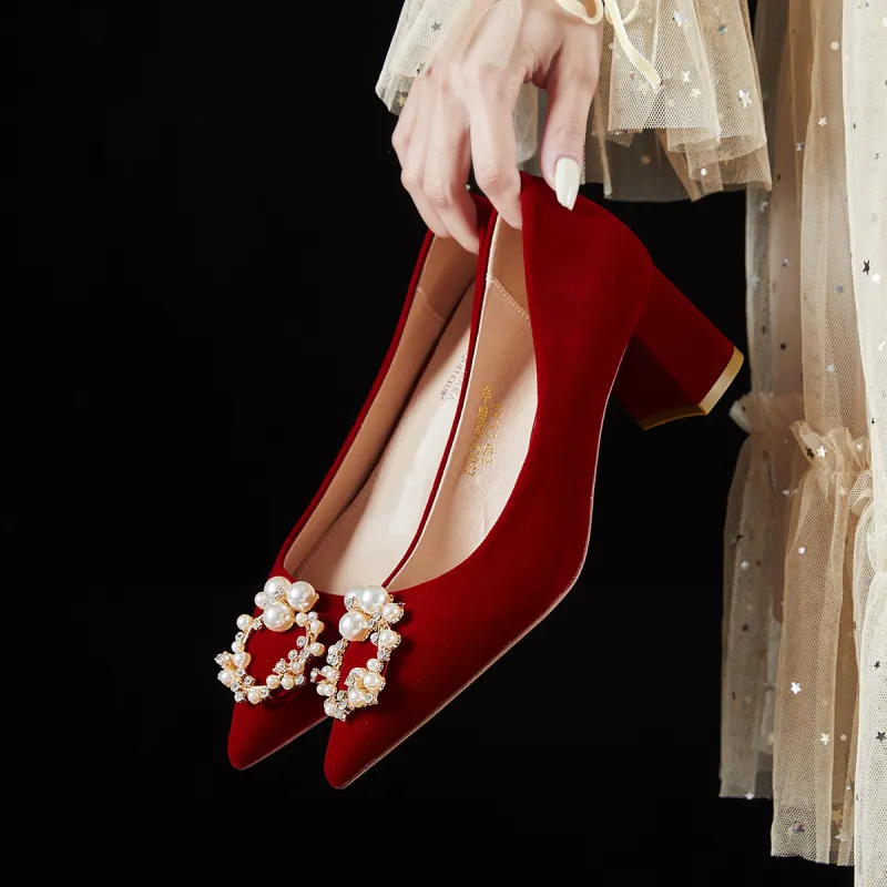 SANTA BARBARA POLO & RACQUET CLUB Chunky Heel High Heels 3cm Women's Red-17