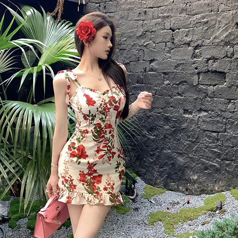 AFGGD Slip Dresses Women's Red-4