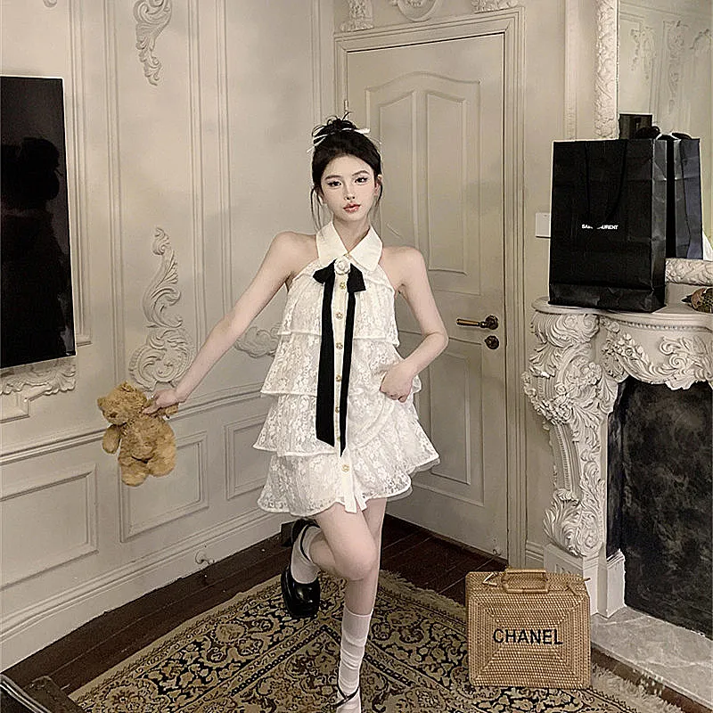 AFGGD Sleeveless Dress Women's White-5