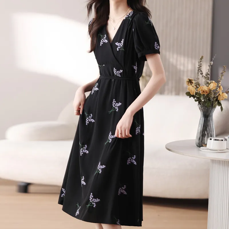 AFGGD Short Sleeved Dress Women's Black-2