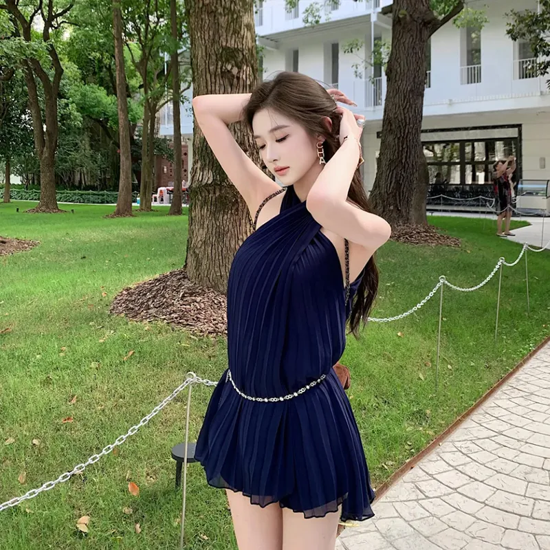 AFGGD Sleeveless Dress Women's Navy Blue-5