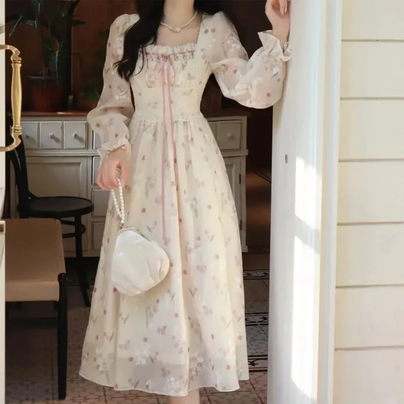 AFGGD Long-Sleeved Dresses Women's Apricot-2