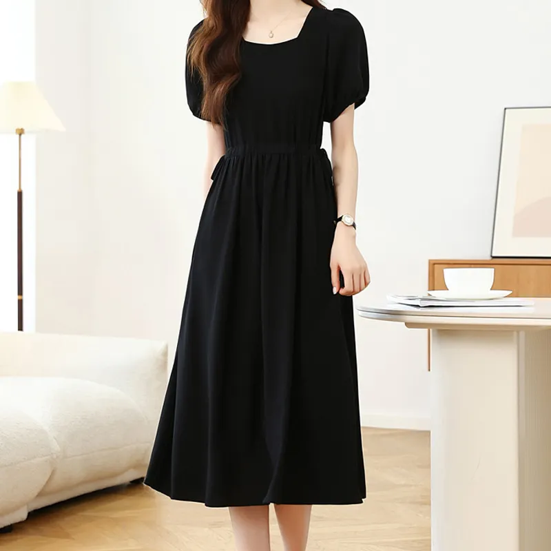 AFGGD Short Sleeved Dress Women's Black-4