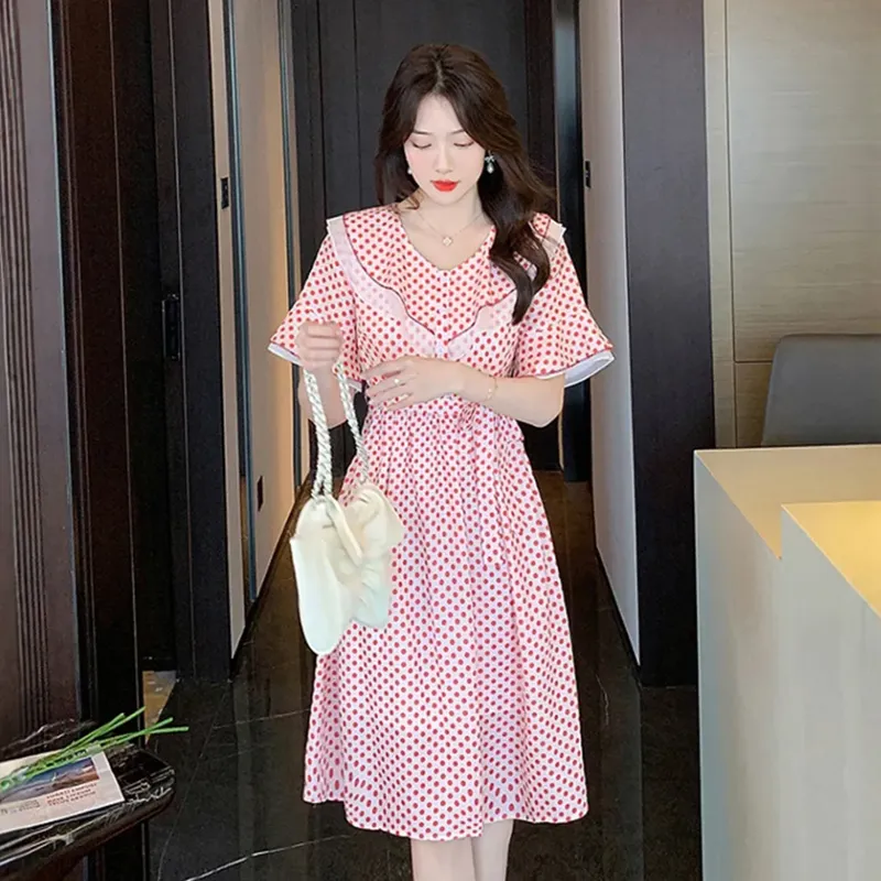 AFGGD Short Sleeved Dress Women's Pink-3