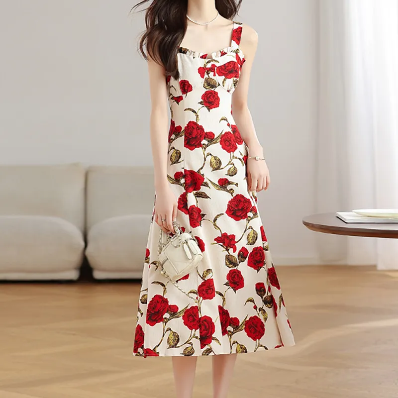 AFGGD Slip Dress Women's Rose Floral-5