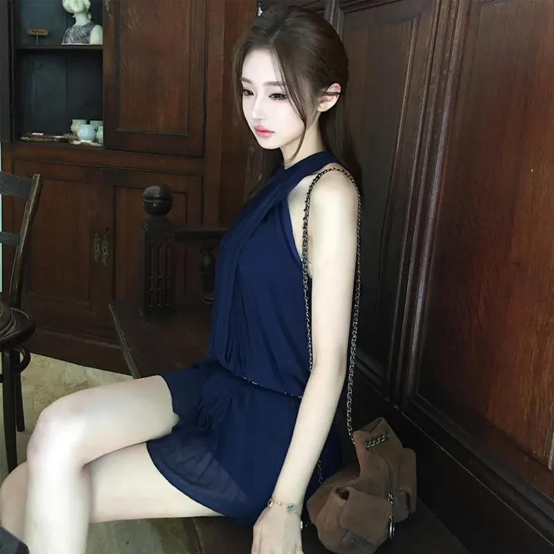 AFGGD Sleeveless Dress Women's Navy Blue-2