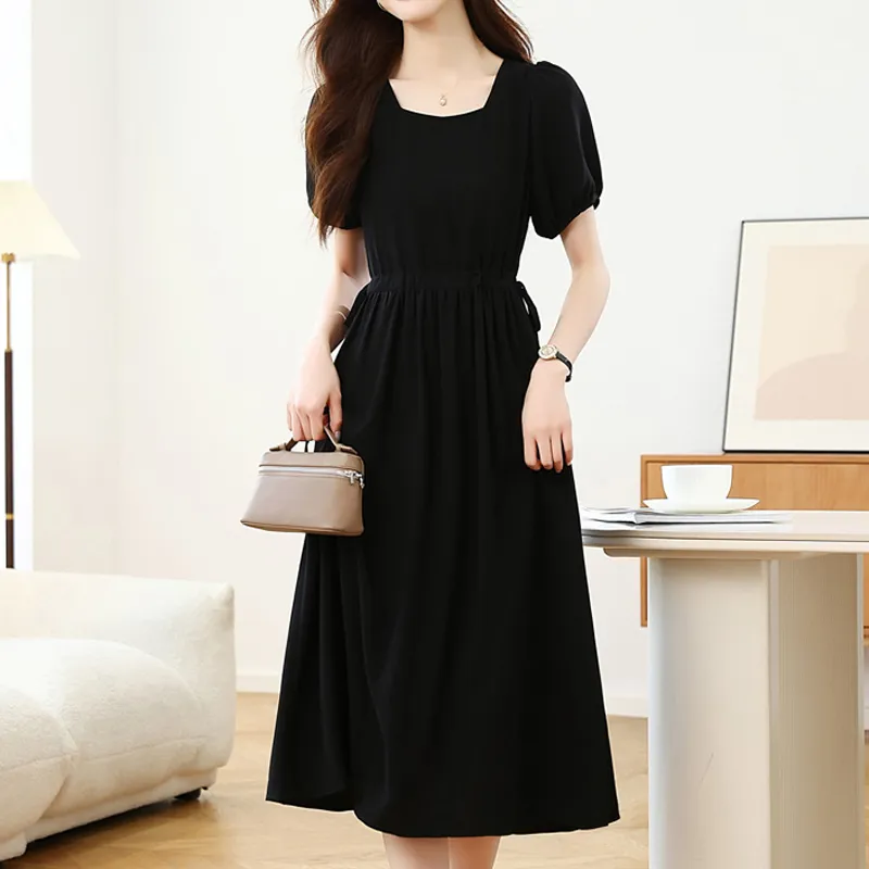 AFGGD Short Sleeved Dress Women's Black-2