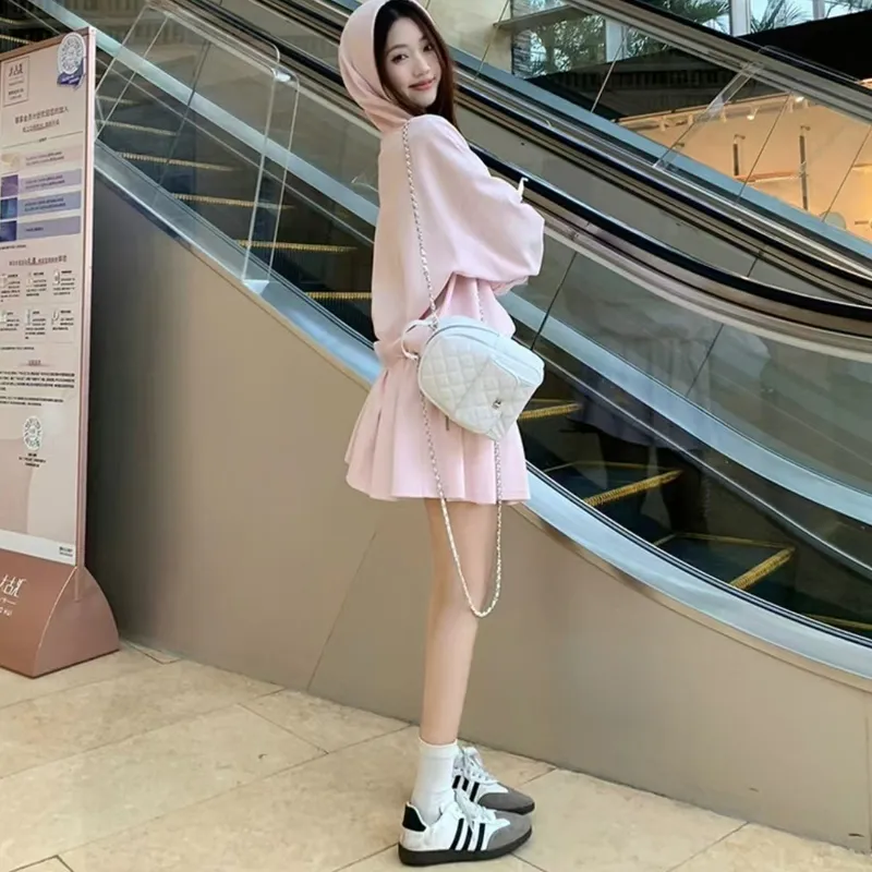 AFGGD Long Sleeved Dresses Women's Pink-3