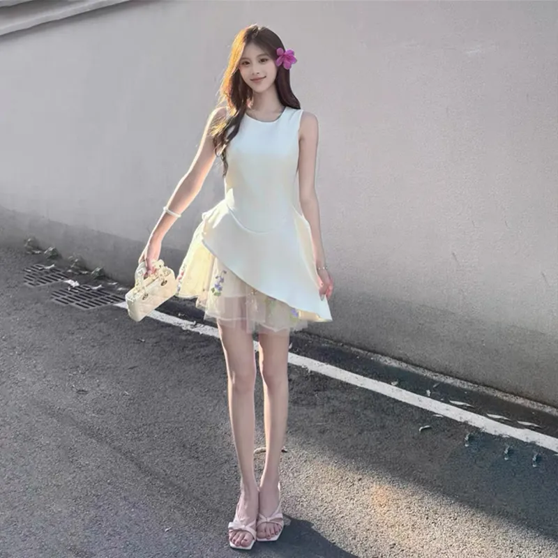 AFGGD Sleeveless Dresses Women's Apricot-3