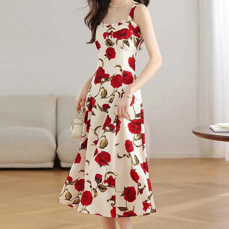 AFGGD Slip Dress Women's Rose Floral-4