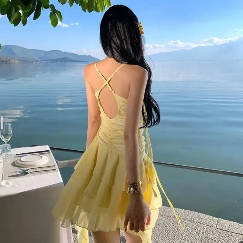 AFGGD Slip Dress Women's Light Yellow-3