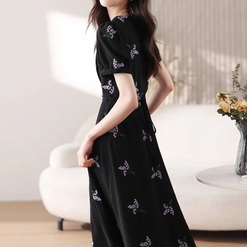 AFGGD Short Sleeved Dress Women's Black-4