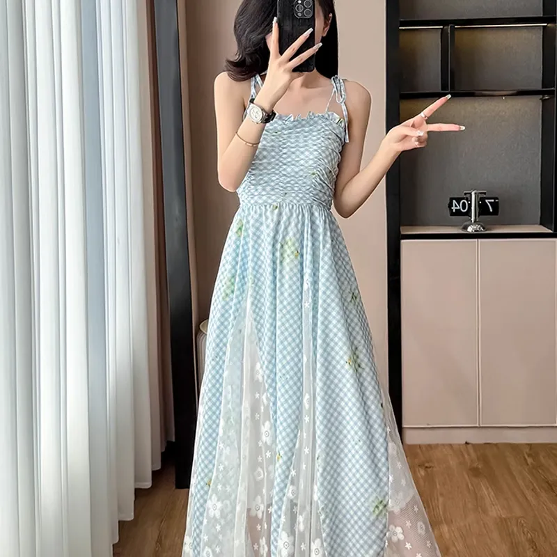 AFGGD Slip Dresses Women's Light Blue-3