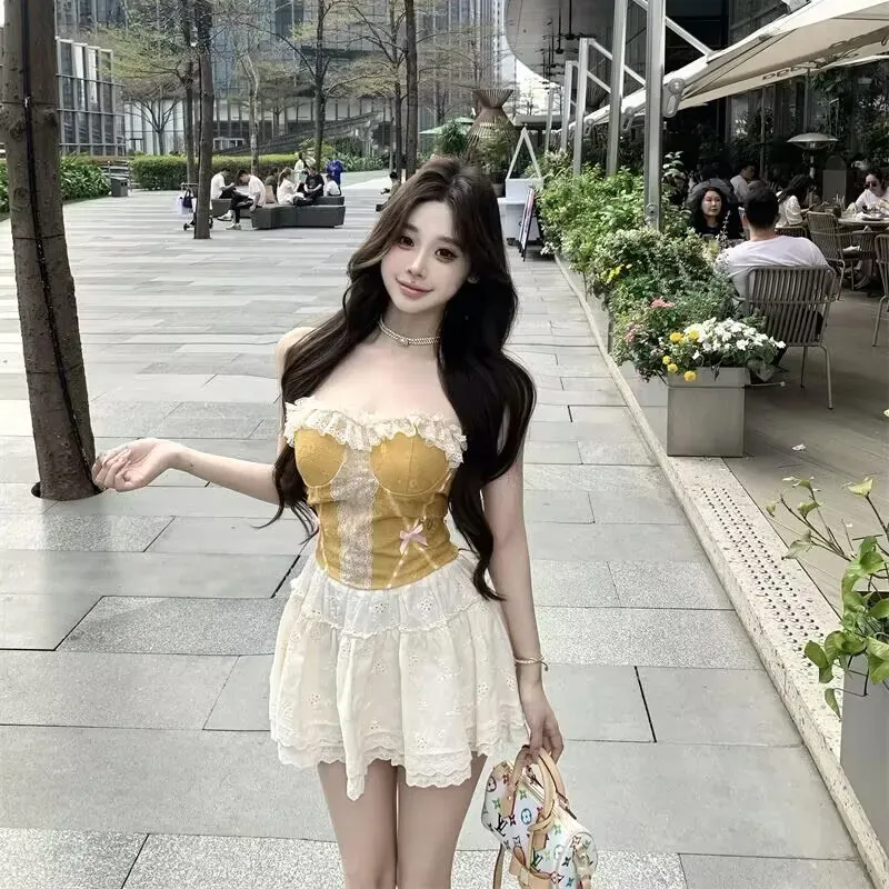 AFGGD Sleeveless Dress Women's Yellow-3