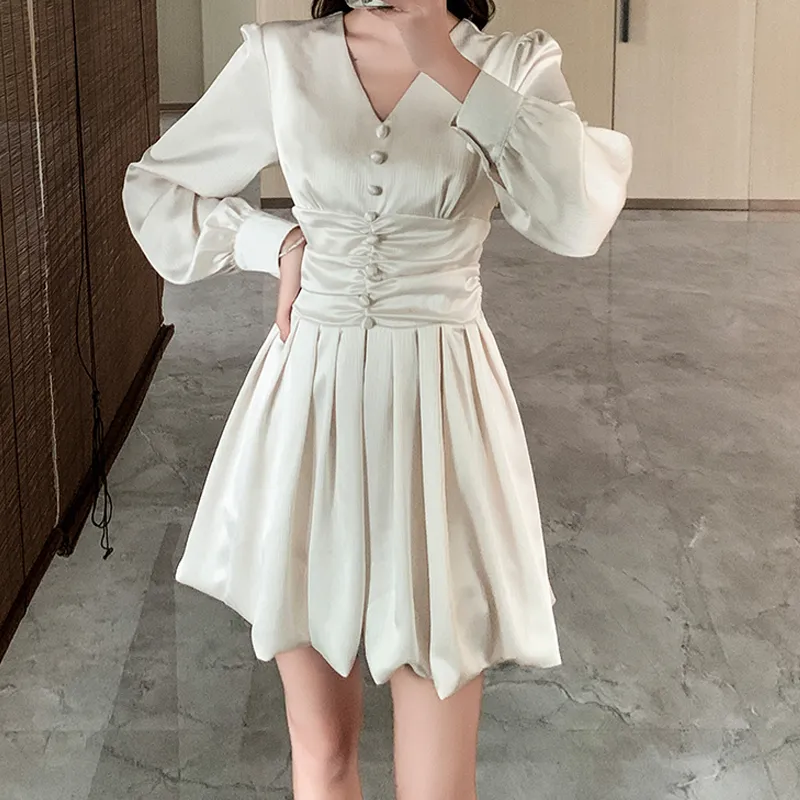 AFGGD Long-Sleeved Dresses Women's Ecru-5