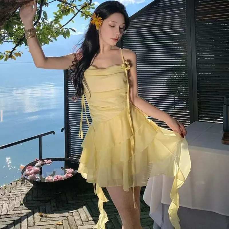 AFGGD Slip Dress Women's Light Yellow-4