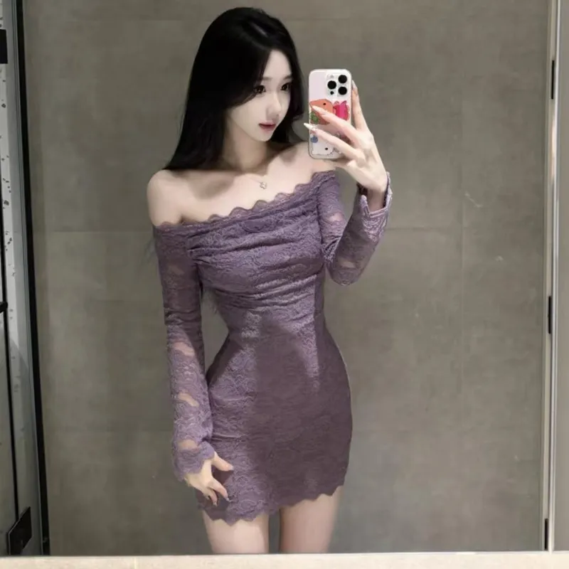 AFGGD Long Sleeved Dresses Women's Purple-2