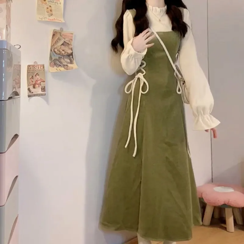AFGGD Long-Sleeved Dresses Women's Green-2