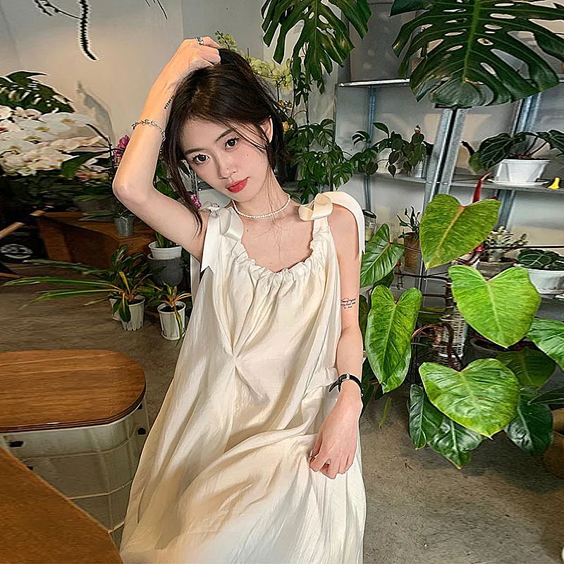 AFGGD Slip Dresses Women's White-2