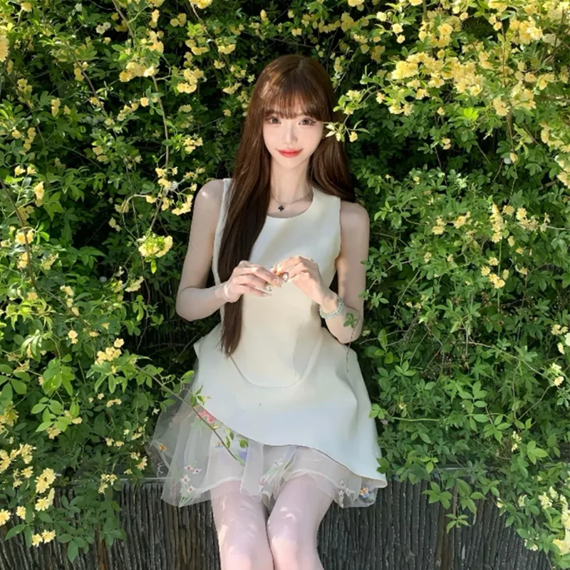 AFGGD Sleeveless Dresses Women's Apricot-2