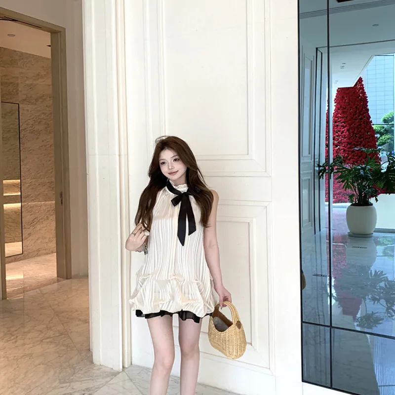 AFGGD Sleeveless Dresses Women's White-2