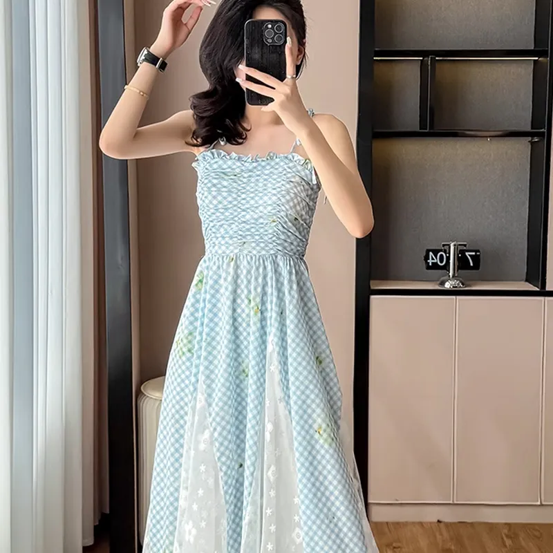 AFGGD Slip Dresses Women's Light Blue-4