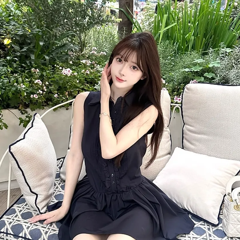 AFGGD Sleeveless Dresses Women's Navy Blue-2